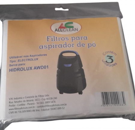 Sacos Descartáveis para Aspirador Electrolux Hidrolux AWD01